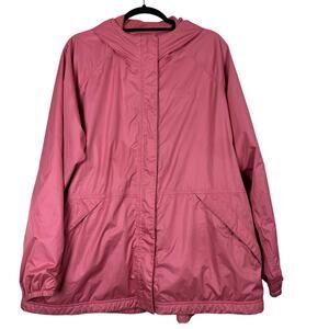 L.L.Bean Women’s 2X Plus Waterproof Windbreaker Packable Stow Jacket Pink
